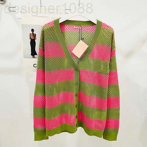 women's knits & tees designer fashion new style contrast color hollow out stripe knitted v-neck cardigan women's summer thin ver, White
women's knits & tees designer fashion new style contrast color hollow out stripe knitted v-neck cardigan women's summer thin ver, White