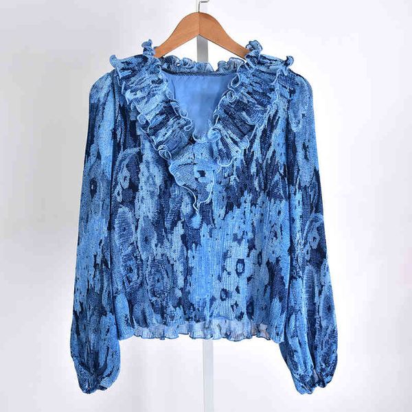 women's polos spring french elegant wind blue texture pattern design lace neckline shirt women's, White
women's polos spring french elegant wind blue texture pattern design lace neckline shirt women's, White