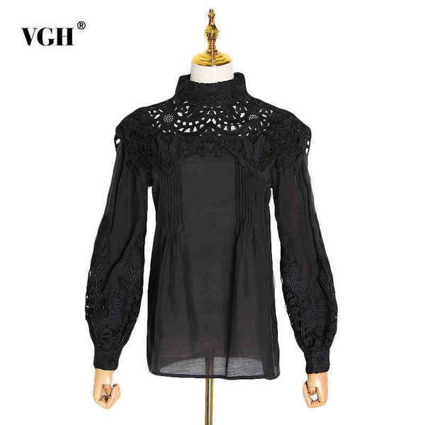 black shirt for women stand collar lantern long sleeve hollow out patchwork loose casual blouses female autumn clothing 210507, White
black shirt for women stand collar lantern long sleeve hollow out patchwork loose casual blouses female autumn clothing 210507, White