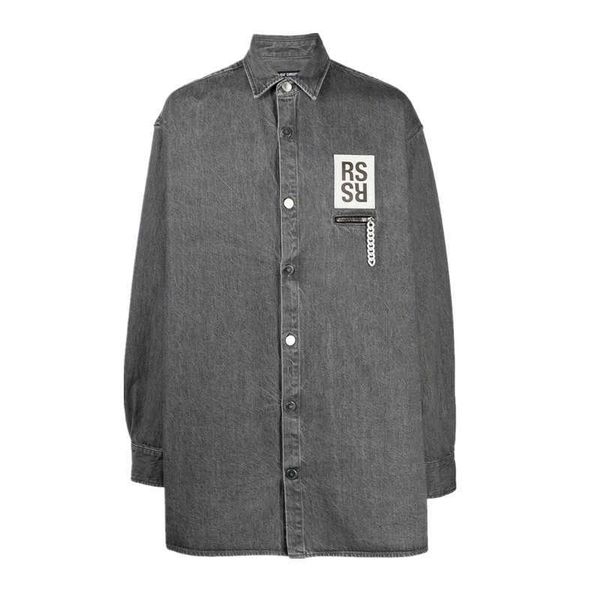 men's casual shirts high street raf simons2020 autumn winter silhouette high grade grey limited wash denim print shirt, White;black
men's casual shirts high street raf simons2020 autumn winter silhouette high grade grey limited wash denim print shirt, White;black