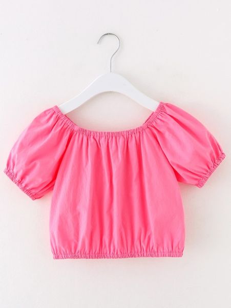 little girl's plain bubble sleeve shirt she, White;black