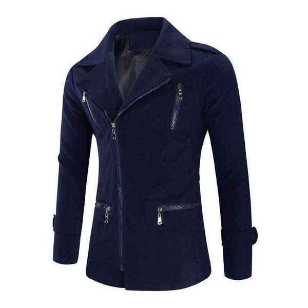 men's wool & blends winter woolen jacket fashion solid color short zipper slim lapel male warm casual coats men clothing t220810, Black 
men's wool & blends winter woolen jacket fashion solid color short zipper slim lapel male warm casual coats men clothing t220810, Black