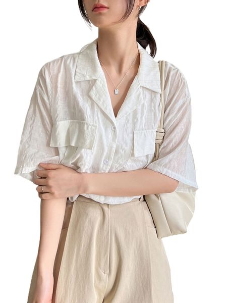 dazy-less flap pocket drop shoulder textured blouse g8yv#, White
dazy-less flap pocket drop shoulder textured blouse g8yv#, White