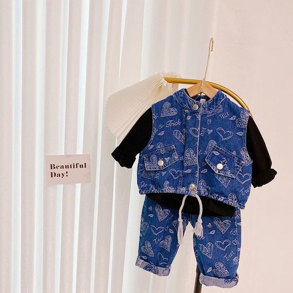 clothing sets children's 3pcs denim jeans letter heart print vest waistcoat + casual trousers t-shirt girls suits, White
clothing sets children's 3pcs denim jeans letter heart print vest waistcoat + casual trousers t-shirt girls suits, White
