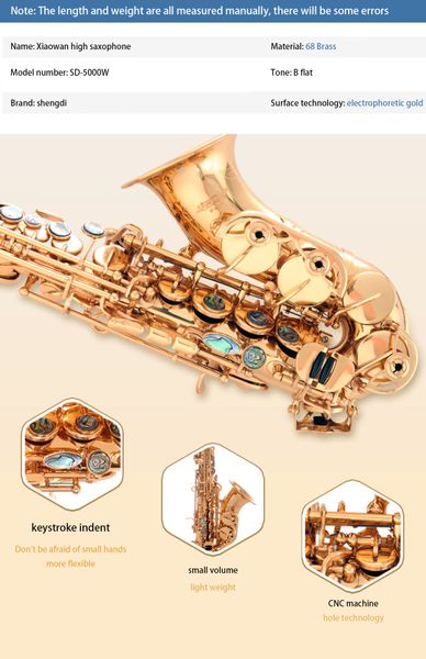 b-flat soprano saxophone small bend saxophone professional