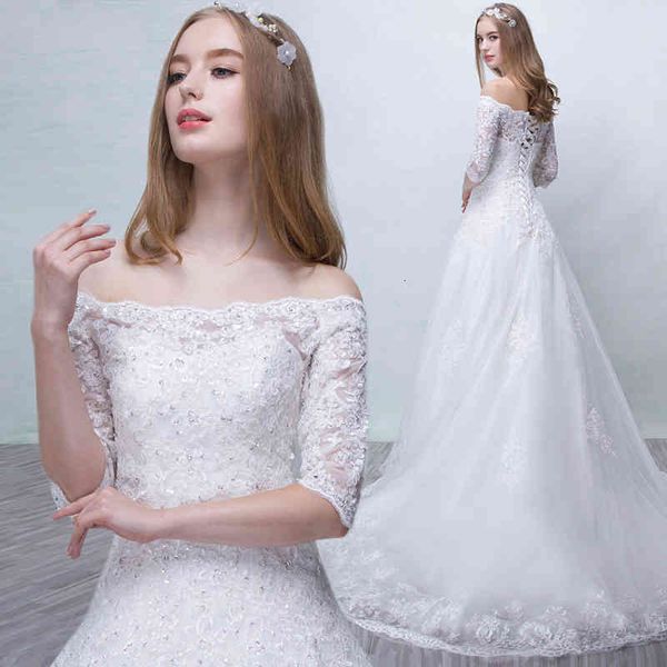 ball gown wedding dresses dress bridal tailed one line shoulder long sleeve fish tail small korean simple slim, White
ball gown wedding dresses dress bridal tailed one line shoulder long sleeve fish tail small korean simple slim, White