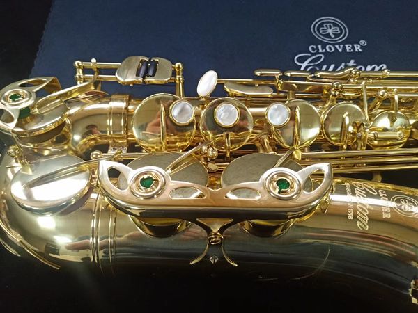 made in japan clover alto saxophone eb key gold plated high f# alto sax with mouthpiece
made in japan clover alto saxophone eb key gold plated high f# alto sax with mouthpiece