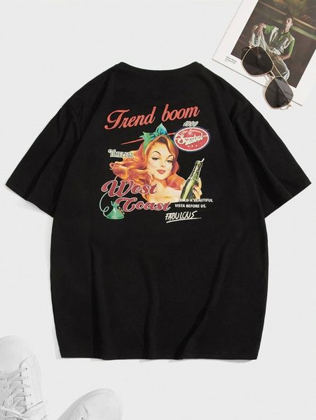 men letter & figure graphic tee x05h#, White;black