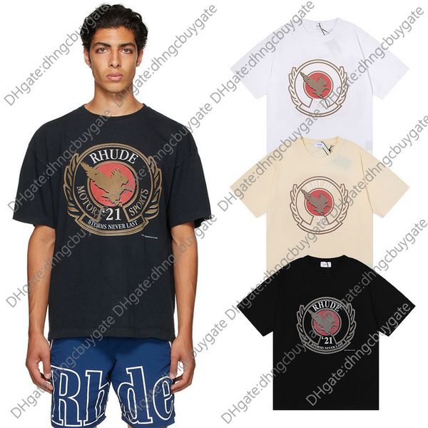 t shir designer summer brand rhude shor sleeve t mens round neck loose naional pure coon half boomed shir brand high qualiy, White;black
t shir designer summer brand rhude shor sleeve t mens round neck loose naional pure coon half boomed shir brand high qualiy, White;black