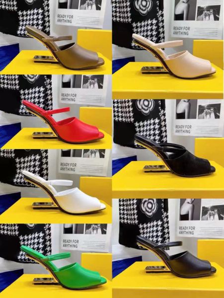 2021 european and american women's special-shaped heel slippers multicolor leather material size 35-42, Black
2021 european and american women's special-shaped heel slippers multicolor leather material size 35-42, Black