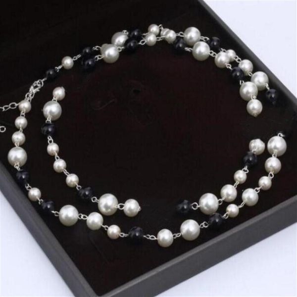 luxury lady jewelry necklace elegant black white pearl sweater chain paris designer jewelry fashion women pendant necklaces235p, Silver
luxury lady jewelry necklace elegant black white pearl sweater chain paris designer jewelry fashion women pendant necklaces235p, Silver