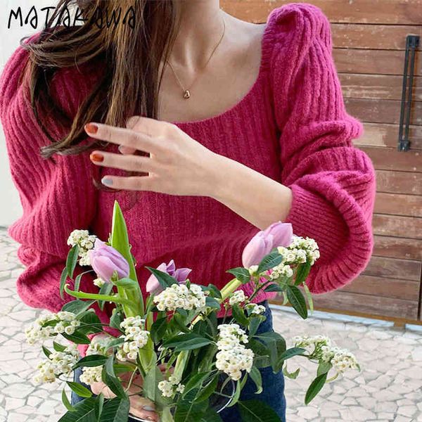 slim waist puff sleeve knitted sweater women chic solid full pullovers square neck japanese fashion woman sweaters 210506, White;black
slim waist puff sleeve knitted sweater women chic solid full pullovers square neck japanese fashion woman sweaters 210506, White;black