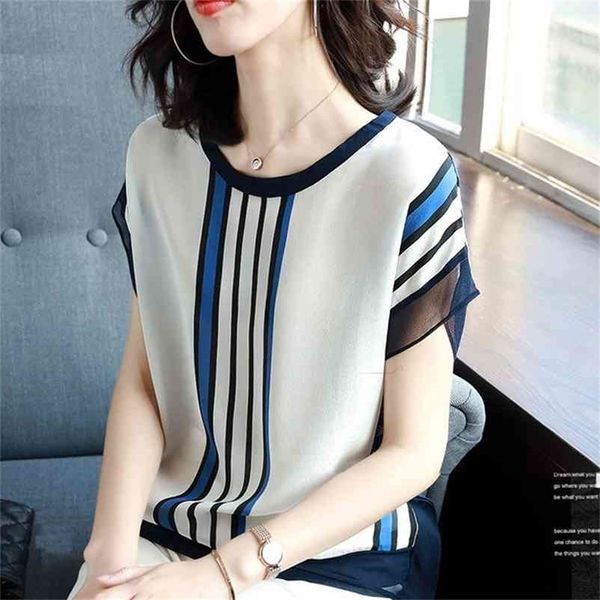 women's spring summer style chiffon blouses shirt women's short sleeve o-neck striped loose korean elegant sp025 210412, White
women's spring summer style chiffon blouses shirt women's short sleeve o-neck striped loose korean elegant sp025 210412, White