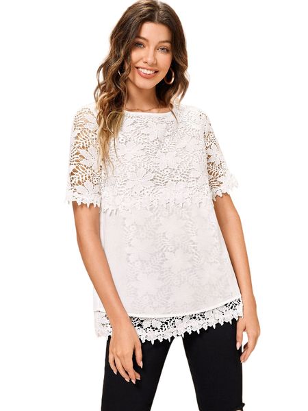 x mina keyhole back guipure lace blouse u9uv#, White