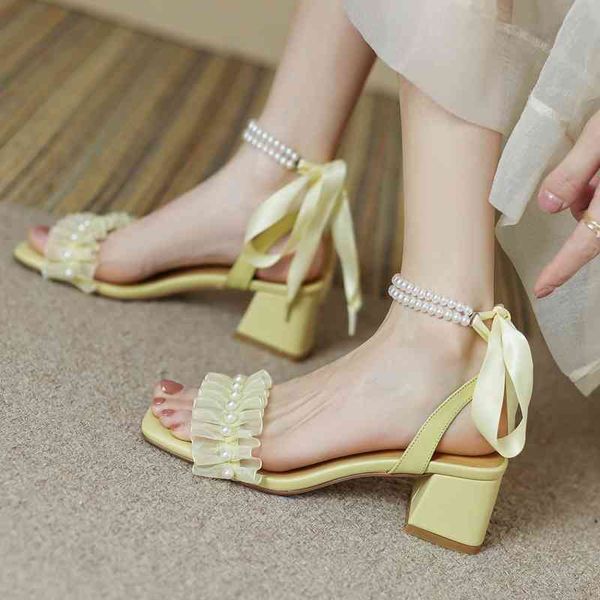 sandals fried chicken gentle fairy style pearl ribbon leaky toe high-heeled sandals summer thick heel bead string cv5z, Black
sandals fried chicken gentle fairy style pearl ribbon leaky toe high-heeled sandals summer thick heel bead string cv5z, Black