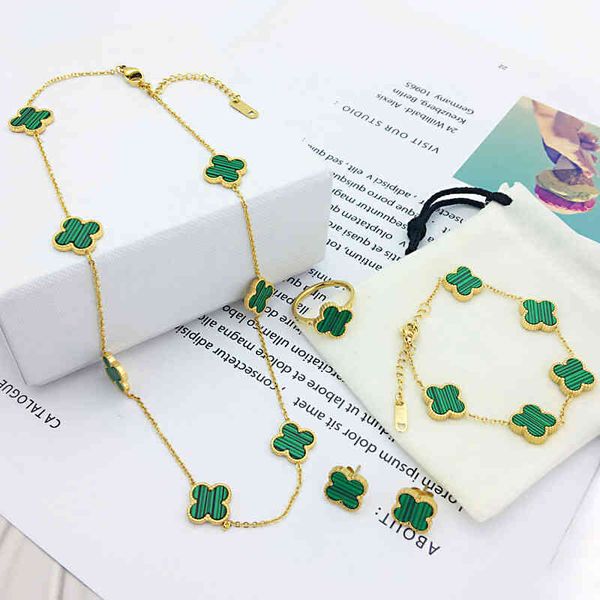 love 4pcs/set 18k gold plated clover jewelry set stainls steel earrings necklace bracelet ring clover set for women never fading, Silver
love 4pcs/set 18k gold plated clover jewelry set stainls steel earrings necklace bracelet ring clover set for women never fading, Silver
