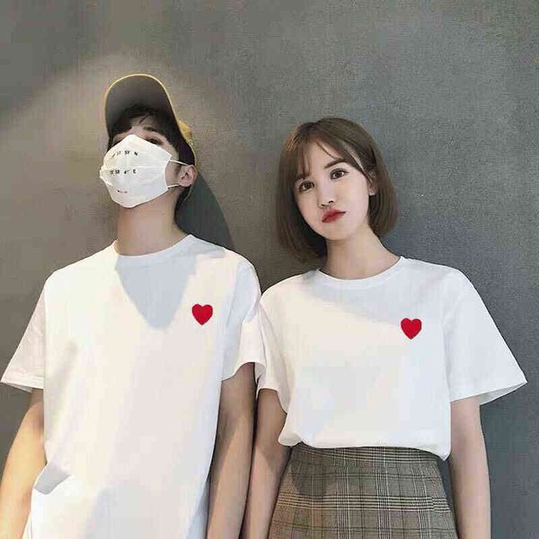 lovers' summer women's large white love print short sleeve men