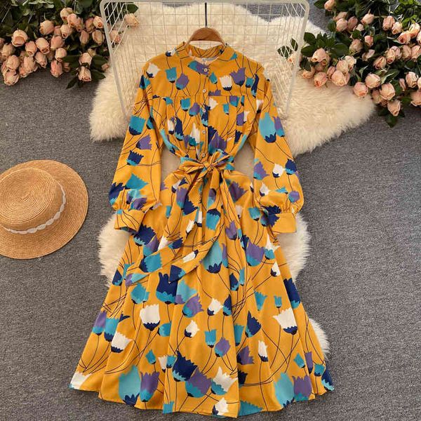 casual dresses super fairy temperament thin long sleeve stand collar floral dress women's lace up waist seaside holiday 120o, Black;gray
casual dresses super fairy temperament thin long sleeve stand collar floral dress women's lace up waist seaside holiday 120o, Black;gray