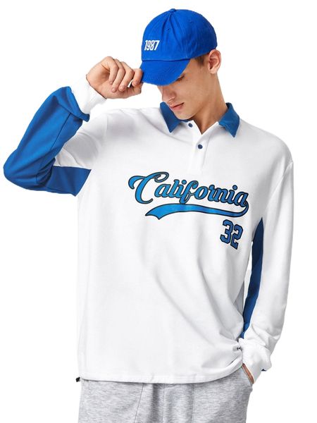 men letter graphic colorblock polo collar sweatshirt x6zn#, Black
men letter graphic colorblock polo collar sweatshirt x6zn#, Black