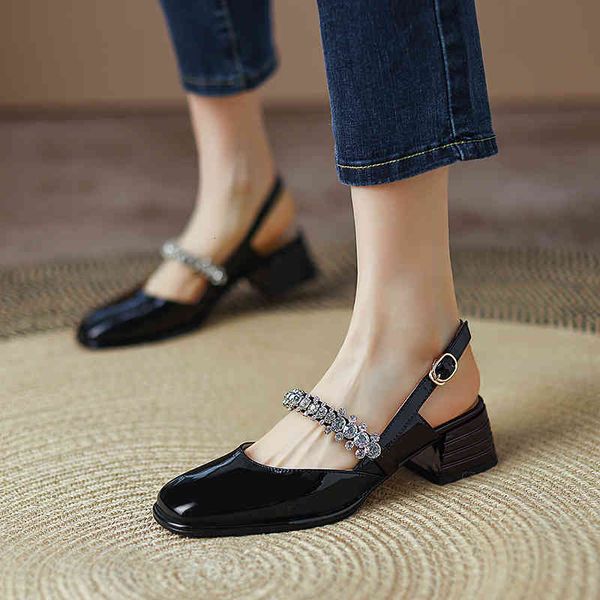 sandals square head back empty baotou trip strap sandals summer korean thick heel slotted buckle 4i7x, Black
sandals square head back empty baotou trip strap sandals summer korean thick heel slotted buckle 4i7x, Black