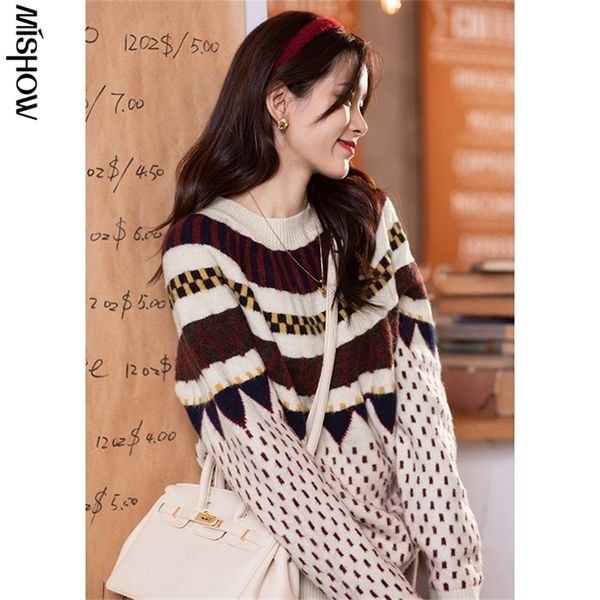 mishow winter sweaters for women striped knitwear female loose warm jumper casual outdoor pullovers mx20d5812 201223, White;black
mishow winter sweaters for women striped knitwear female loose warm jumper casual outdoor pullovers mx20d5812 201223, White;black