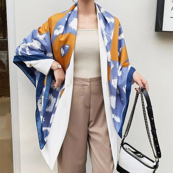 130 x130cm luxury autumn women scarf silk shawl design brand hijab beach scarves sun protection bag turban bandana 220817, Blue;gray
130 x130cm luxury autumn women scarf silk shawl design brand hijab beach scarves sun protection bag turban bandana 220817, Blue;gray
