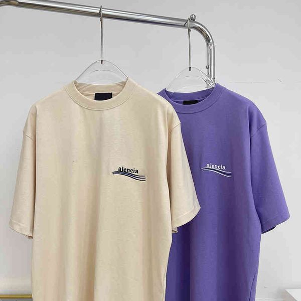 women's t-shirt cola series wave embroidery letter purple short sleeve t-shirt round neck oversize, White
women's t-shirt cola series wave embroidery letter purple short sleeve t-shirt round neck oversize, White
