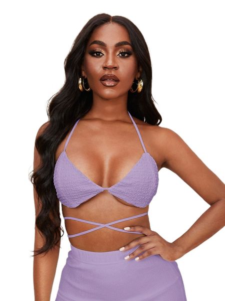 sxy lace up backless halter o2fj#, White