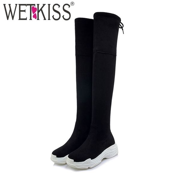 wetkiss plus size women boots round toe cross tied footwear stretch flat with female boot platform flock shoes woman winter 201111, Black
wetkiss plus size women boots round toe cross tied footwear stretch flat with female boot platform flock shoes woman winter 201111, Black