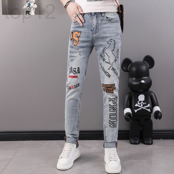 men's jeans designer european jeans men's spring and summer thin fashion brand letter printing pants trend versatile slim leggings, Blue
men's jeans designer european jeans men's spring and summer thin fashion brand letter printing pants trend versatile slim leggings, Blue