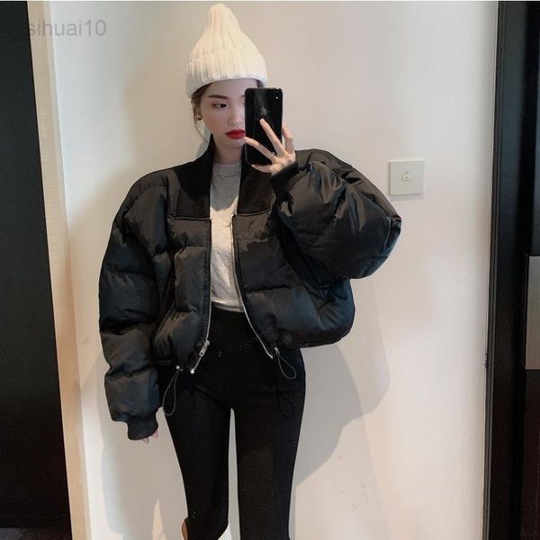 women's winter puffer down jacket long sleeve zipper pockets baggy short coats bomber jacket parkas spring autumn winter l220725, Black
women's winter puffer down jacket long sleeve zipper pockets baggy short coats bomber jacket parkas spring autumn winter l220725, Black