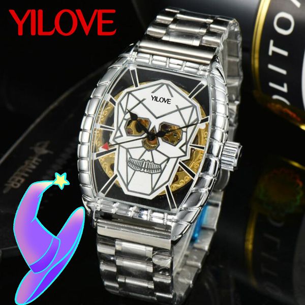 personality trend men's barrel watch skeleton skull dial chronograph clock stainless steel waterproof silver/rose gold fashion wristwat, Slivery;brown
personality trend men's barrel watch skeleton skull dial chronograph clock stainless steel waterproof silver/rose gold fashion wristwat, Slivery;brown