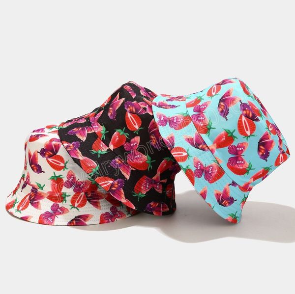 fashion summer bucket hat for women men bob strawberry butterfly print reversible fishing cap, Blue;gray
fashion summer bucket hat for women men bob strawberry butterfly print reversible fishing cap, Blue;gray