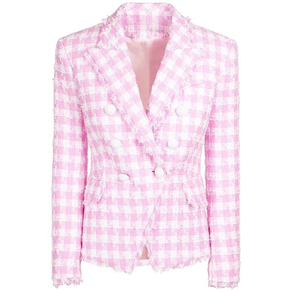 high street est fall winter designer jacket women's lion buttons tassel fringed houndstooth blends tweed blazer 220402, White;black
high street est fall winter designer jacket women's lion buttons tassel fringed houndstooth blends tweed blazer 220402, White;black