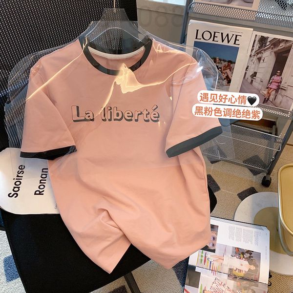 women's t-shirt designer contrast letter printed t-shirt women's short sleeve 2022 summer new design sense versatile age reducing, White
women's t-shirt designer contrast letter printed t-shirt women's short sleeve 2022 summer new design sense versatile age reducing, White
