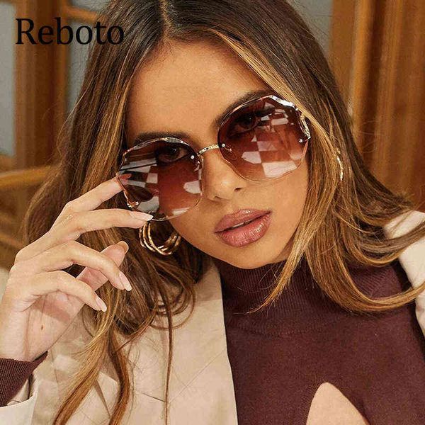 sunglasses oversized brown rimless sunglasse trendy round gradient shades glasses summer female 220321, White;black
sunglasses oversized brown rimless sunglasse trendy round gradient shades glasses summer female 220321, White;black