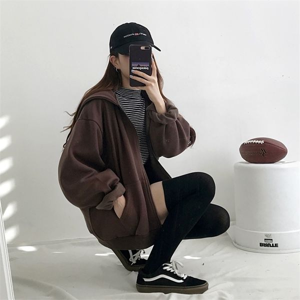 autumn winter thicken solid color warm sweatshirts women simple loose zipper hooded clothes female harajuku fleece warm 201203, Black
autumn winter thicken solid color warm sweatshirts women simple loose zipper hooded clothes female harajuku fleece warm 201203, Black