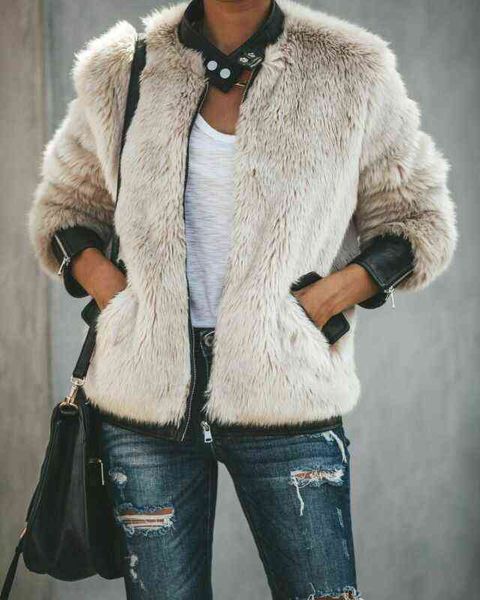 women warm teddy bear fleece leather faux fur patchwork pocket long sleeve slim jacket zip up oversize outwear coats l220714, Black
women warm teddy bear fleece leather faux fur patchwork pocket long sleeve slim jacket zip up oversize outwear coats l220714, Black