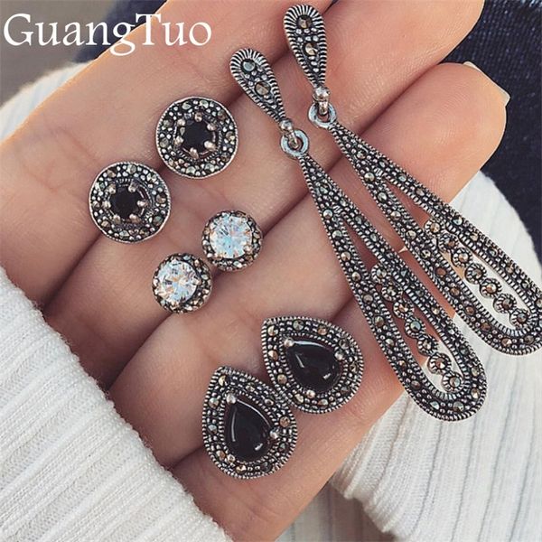 4 pairsset bohemian retro personality black gems waterdrop round crystal stud earrings set for women charm party jewelry 220718, Golden
4 pairsset bohemian retro personality black gems waterdrop round crystal stud earrings set for women charm party jewelry 220718, Golden