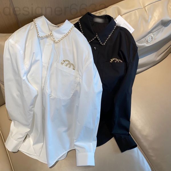 women's polos designer early autumn style small fragrance temperament leather hardware chain fashionable lapel long sleeve comfortable, White
women's polos designer early autumn style small fragrance temperament leather hardware chain fashionable lapel long sleeve comfortable, White