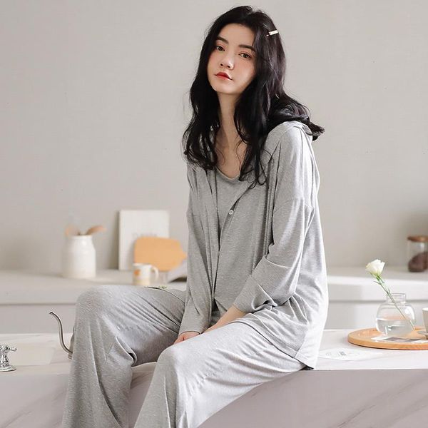 autumn modal three sleepwears pieces set women pajamas long sleeve turn-down collar elegant casual soft -3xl female sleepwear, Black;red
autumn modal three sleepwears pieces set women pajamas long sleeve turn-down collar elegant casual soft -3xl female sleepwear, Black;red