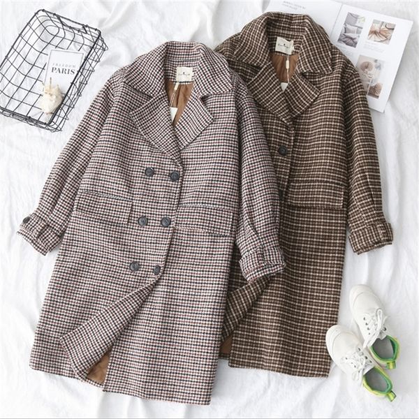winter houndstooth plaid overcoat women mid-long korean wool jacket ladies autumn winter double breasted woollen coat 201223, Black
winter houndstooth plaid overcoat women mid-long korean wool jacket ladies autumn winter double breasted woollen coat 201223, Black