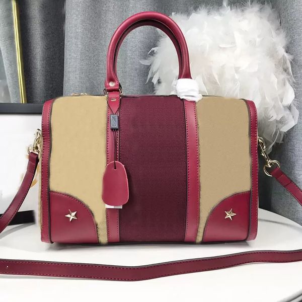 designer boston bag leather stitched canvas large capacity leisure vacation travel bag
designer boston bag leather stitched canvas large capacity leisure vacation travel bag