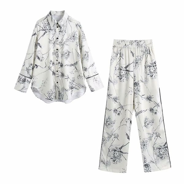 women 2 piece set loose shirt and trousers oversized blouse wide trousers elegant cozy woman pajama style sets outfits 210331, Gray 
women 2 piece set loose shirt and trousers oversized blouse wide trousers elegant cozy woman pajama style sets outfits 210331, Gray