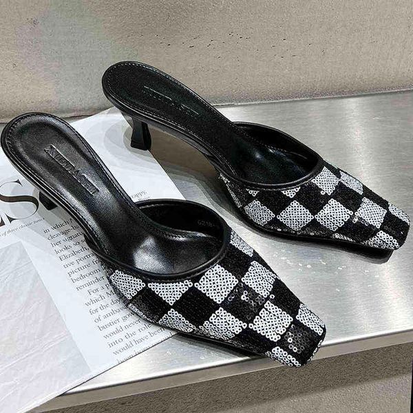 slippers summer 2022 trend women fashion med heels slip on sandals female casual outdoor slides bling ladies mules pumps shoes 220518, Black
slippers summer 2022 trend women fashion med heels slip on sandals female casual outdoor slides bling ladies mules pumps shoes 220518, Black