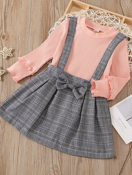 toddler girls rib-knit tee & plaid bow front pinafore skirt set she, White
toddler girls rib-knit tee & plaid bow front pinafore skirt set she, White
