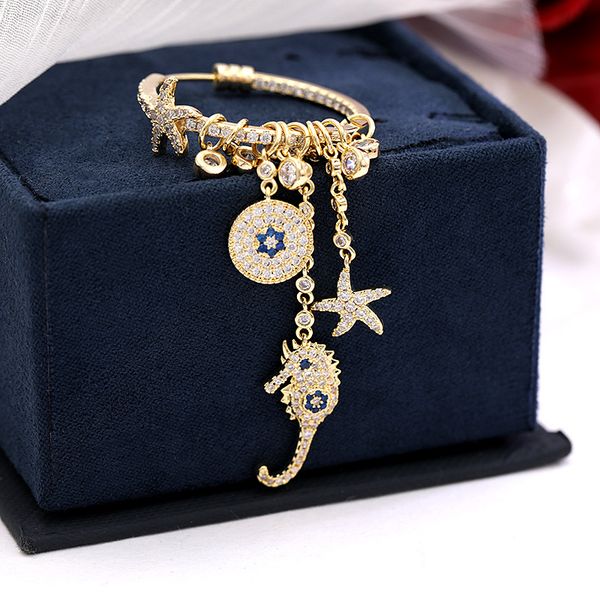 new designed dangle ear studs holiday style starfish earrings temperament devil's eye seahorse tassel earring, Silver
new designed dangle ear studs holiday style starfish earrings temperament devil's eye seahorse tassel earring, Silver