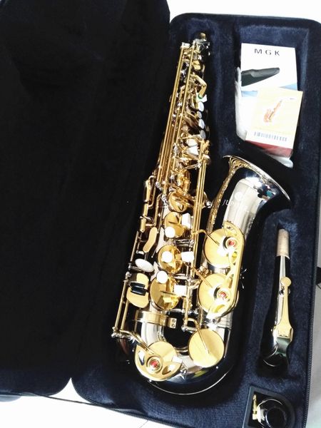 1100sg alto eb tune saxophone brass nickel silver plated body gold lacquer key music instrument e-flat sax with case
1100sg alto eb tune saxophone brass nickel silver plated body gold lacquer key music instrument e-flat sax with case