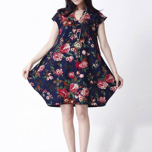 new summer women fashion style loose dresses v-neck short sleeve flowers printing buttons cotton linen casual dress for ladies navy, Black;gray
new summer women fashion style loose dresses v-neck short sleeve flowers printing buttons cotton linen casual dress for ladies navy, Black;gray
