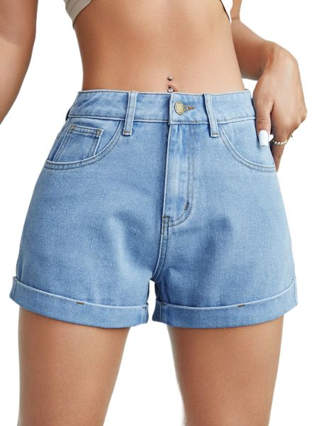 zip fly roll up hem denim shorts 45to#, White;black 
zip fly roll up hem denim shorts 45to#, White;black